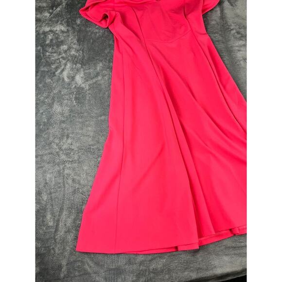 Andrew Marc Coral Pink Fit Flare Dress Size 12 Short Sleeve Designer - Picture 6 of 10